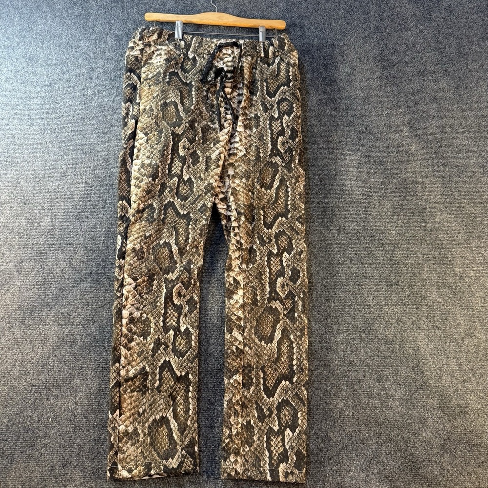 Gigi Moda Italy Snake Print Pull On Pants Womens One Size Brown Stretch Ankle